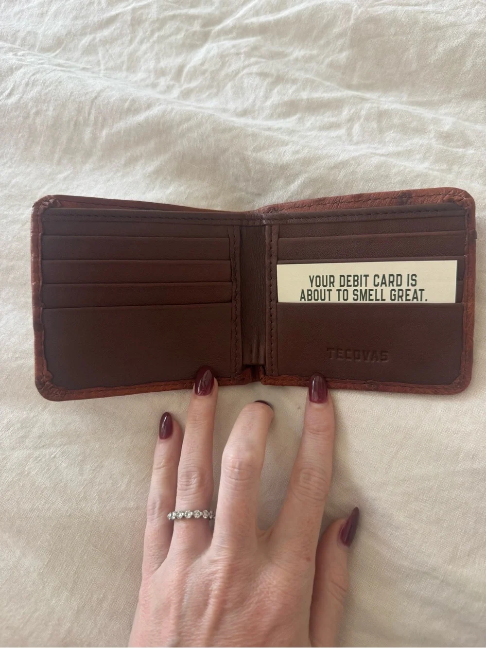 Tecovas Ostrich Bifold Wallet - NWT - Pecan color